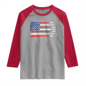 USA Flag Rocket Raglan Shirt Patriotic Space Red White Blue 4th of July TS10 Sport Gray Red Print Your Wear