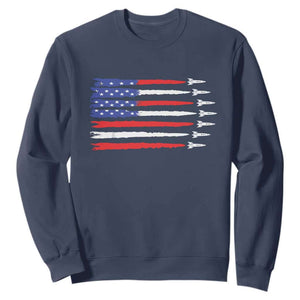 USA Flag Rocket Sweatshirt Patriotic Space Red White Blue 4th of July TS10 Navy Print Your Wear