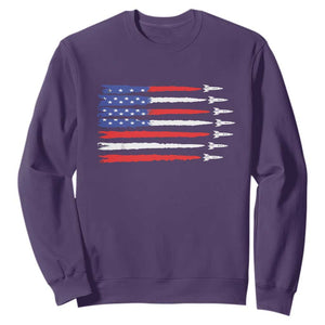 USA Flag Rocket Sweatshirt Patriotic Space Red White Blue 4th of July TS10 Purple Print Your Wear