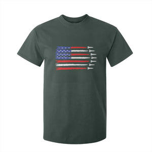 USA Flag Rocket T Shirt For Kid Patriotic Space Red White Blue 4th of July TS10 Dark Forest Green Print Your Wear