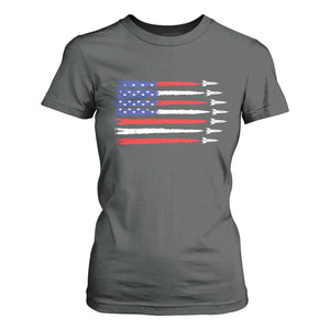 USA Flag Rocket T Shirt For Women Patriotic Space Red White Blue 4th of July TS10 Dark Heather Print Your Wear