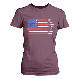 USA Flag Rocket T Shirt For Women Patriotic Space Red White Blue 4th of July TS10 Maroon Print Your Wear