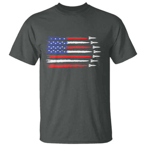 USA Flag Rocket T Shirt Patriotic Space Red White Blue 4th of July TS10 Dark Heather Print Your Wear