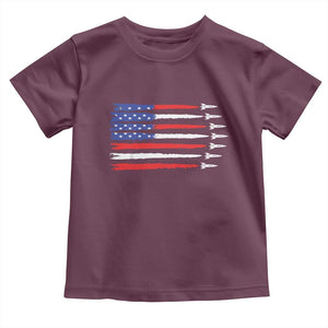 USA Flag Rocket Toddler T Shirt Patriotic Space Red White Blue 4th of July TS10 Maroon Print Your Wear