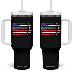 USA Flag Rocket Tumbler With Handle Patriotic Space Red White Blue 4th of July TS10 One Size: 40 oz Black Print Your Wear