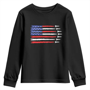 USA Flag Rocket Youth Sweatshirt Patriotic Space Red White Blue 4th of July TS10 Black Print Your Wear