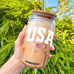 USA Glass Can American Flag Patriotic 4th of July TS10 Print Your Wear