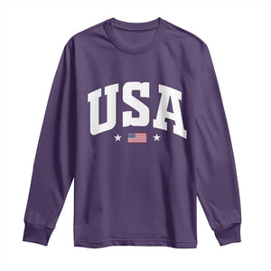 USA Long Sleeve Shirt American Flag Patriotic 4th of July TS10 Purple Print Your Wear
