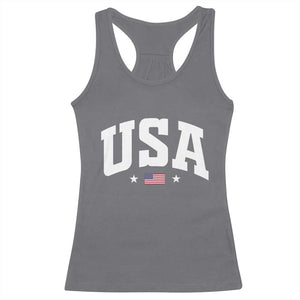 USA Racerback Tank Top American Flag Patriotic 4th of July TS10 Charcoal Print Your Wear