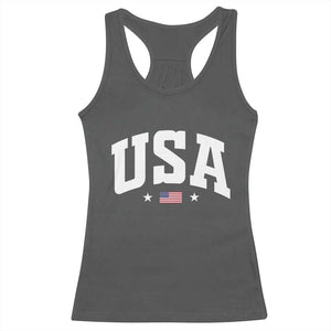 USA Racerback Tank Top American Flag Patriotic 4th of July TS10 Dark Heather Print Your Wear