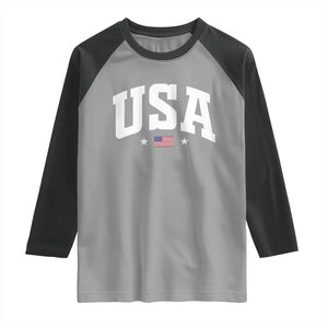 USA Raglan Shirt American Flag Patriotic 4th of July TS10 Sport Gray Black Print Your Wear