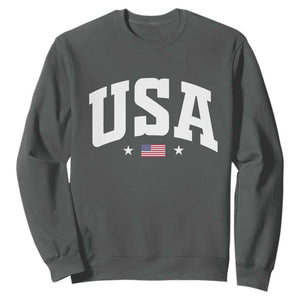 USA Sweatshirt American Flag Patriotic 4th of July TS10 Dark Heather Print Your Wear