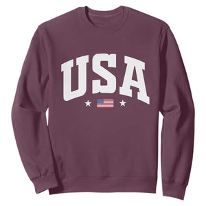 USA Sweatshirt American Flag Patriotic 4th of July TS10 Maroon Print Your Wear