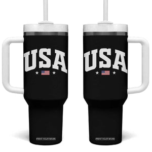 USA Tumbler With Handle American Flag Patriotic 4th of July TS10 One Size: 40 oz Black Print Your Wear