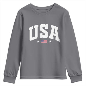 USA Youth Sweatshirt American Flag Patriotic 4th of July TS10 Charcoal Print Your Wear