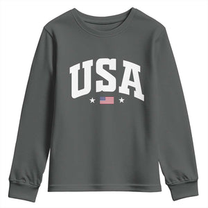 USA Youth Sweatshirt American Flag Patriotic 4th of July TS10 Dark Heather Print Your Wear