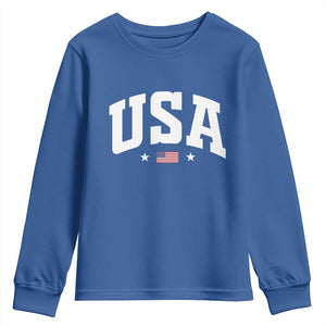 USA Youth Sweatshirt American Flag Patriotic 4th of July TS10 Royal Blue Print Your Wear