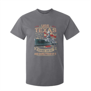 USS Texas Been There Done That And Damn Proud Of It T Shirt For Kid Battleship USA American Flag TS11 Charcoal Print Your Wear