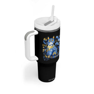 Ukraine Cat Floral Vintage Ukrainian Flag Tumbler With Handle TS10 Print Your Wear