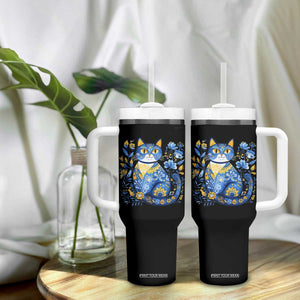 Ukraine Cat Floral Vintage Ukrainian Flag Tumbler With Handle TS10 Print Your Wear