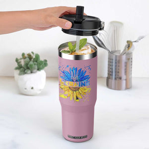Ukraine Sunflower Ukrainian Flag Flip Straw Tumbler TS10 One Size: 30 oz Light Pink Print Your Wear