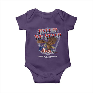 United We Stand Proud To Be An American Since 1776 Baby Onesie Patriotic USA Flag Eagle TS11 Purple Print Your Wear