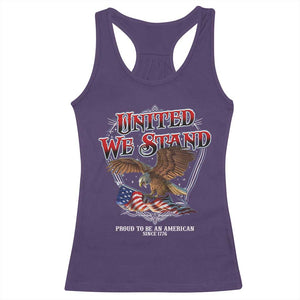 United We Stand Proud To Be An American Since 1776 Racerback Tank Top Patriotic USA Flag Eagle TS11 Purple Print Your Wear