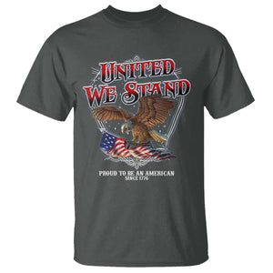 United We Stand Proud To Be An American Since 1776 T Shirt Patriotic USA Flag Eagle TS11 Dark Heather Print Your Wear