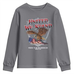 United We Stand Proud To Be An American Since 1776 Youth Sweatshirt Patriotic USA Flag Eagle TS11 Charcoal Print Your Wear