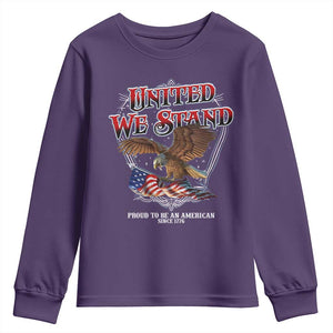 United We Stand Proud To Be An American Since 1776 Youth Sweatshirt Patriotic USA Flag Eagle TS11 Purple Print Your Wear
