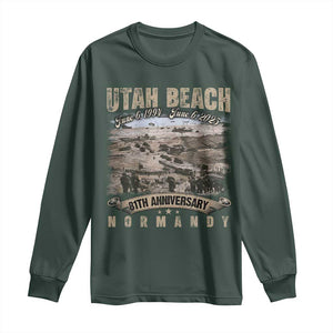 Utah Beach D Day 81 ST Anniversary Honor History Normandy WWII Long Sleeve Shirt TS11 Dark Forest Green Print Your Wear
