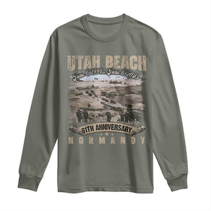 Utah Beach D Day 81 ST Anniversary Honor History Normandy WWII Long Sleeve Shirt TS11 Military Green Print Your Wear