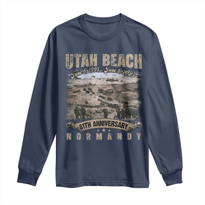 Utah Beach D Day 81 ST Anniversary Honor History Normandy WWII Long Sleeve Shirt TS11 Navy Print Your Wear