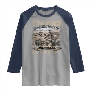 Utah Beach D Day 81 ST Anniversary Honor History Normandy WWII Raglan Shirt TS11 Sport Gray Navy Print Your Wear