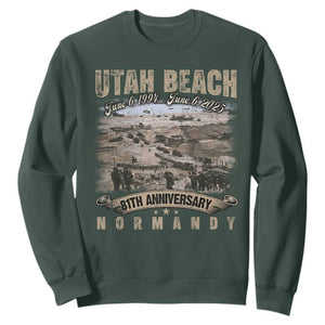 Utah Beach D Day 81 ST Anniversary Honor History Normandy WWII Sweatshirt TS11 Dark Forest Green Print Your Wear