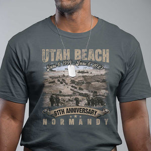 Utah Beach D Day 81 ST Anniversary Honor History Normandy WWII T Shirt TS11 Dark Heather Print Your Wear