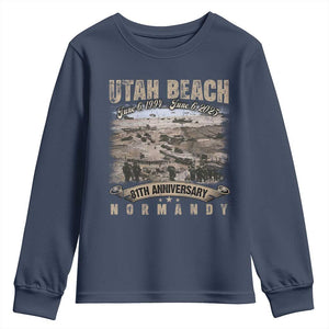 Utah Beach D Day 81 ST Anniversary Honor History Normandy WWII Youth Sweatshirt TS11 Navy Print Your Wear