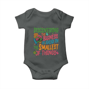 VBS 2025 Insects Adventure Baby Onesie Discovering the Bigness of God in the Smallest of Things TS02 Dark Heather Print Your Wear