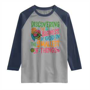 VBS 2025 Insects Adventure Raglan Shirt Discovering the Bigness of God in the Smallest of Things TS02 Sport Gray Navy Print Your Wear