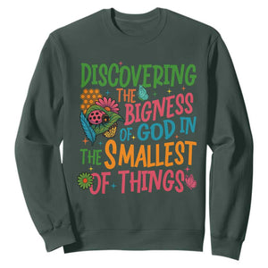 VBS 2025 Insects Adventure Sweatshirt Discovering the Bigness of God in the Smallest of Things TS02 Dark Forest Green Print Your Wear