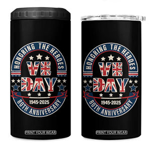 VE Day 80th Anniversary 4 in 1 Can Cooler Tumbler 2025 Patriotic WWII Remembrance Vintage TS02 One Size: 16 oz Black Print Your Wear