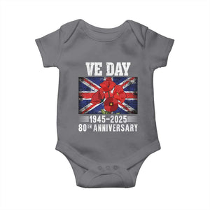 VE Day 80th Anniversary Baby Onesie 2025 Celebration Union Flag Poppies WWII Remembrance TS02 Charcoal Print Your Wear