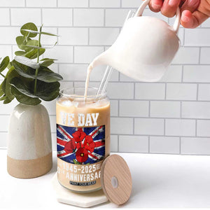 VE Day 80th Anniversary Glass Can 2025 Celebration Union Flag Poppies WWII Remembrance TS02 Print Your Wear