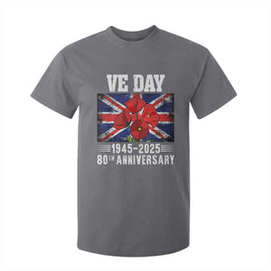 VE Day 80th Anniversary T Shirt For Kid 2025 Celebration Union Flag Poppies WWII Remembrance TS02 Charcoal Print Your Wear