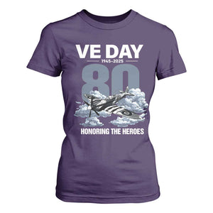 VE Day 80th Anniversary T Shirt For Women 2025 Celebration WWII Remembrance Retro TS02 Purple Print Your Wear