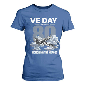 VE Day 80th Anniversary T Shirt For Women 2025 Celebration WWII Remembrance Retro TS02 Royal Blue Print Your Wear