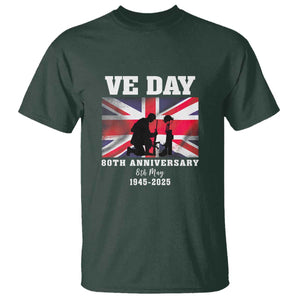 VE Day 80th Anniversary T Shirt Victory in Europe Union Flag WWII Remembrance TS02 Dark Forest Green Print Your Wear