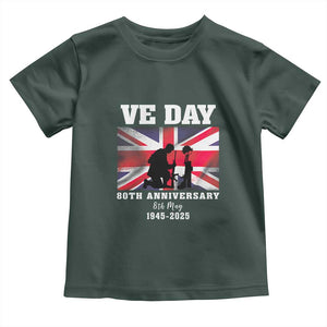 VE Day 80th Anniversary Toddler T Shirt Victory in Europe Union Flag WWII Remembrance TS02 Dark Forest Green Print Your Wear