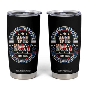VE Day 80th Anniversary Tumbler Cup 2025 Patriotic WWII Remembrance Vintage TS02 Black Print Your Wear