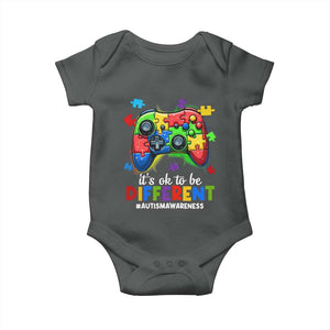 Video Game Autism Awareness Baby Onesie It's Ok To Be Different Kids TS10 Dark Heather Print Your Wear